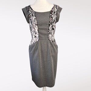 BCBG MaxAzria Gray Ponte Work Sheath Dress Size Small